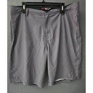 Men's Micros Board Shorts Size 36 Gray Flat Front 4 Pockets Drawstring Zip Fly